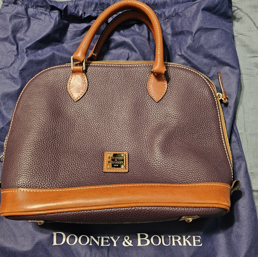 Dooney & Bourke EUC Purple Leather Zip Zip Satchel and Matching Wallet